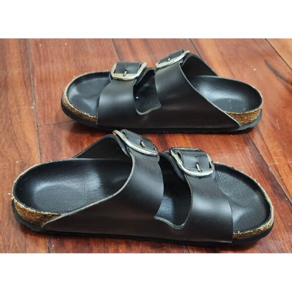 Birkenstock Arizona Womens Leather Sandals Black Double Buckle Comfort Slides 37 - Picture 8 of 14